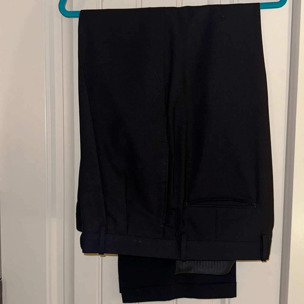 Corbin Double Reverse Pleat Trouser - Black Wool Suit Separates Pants